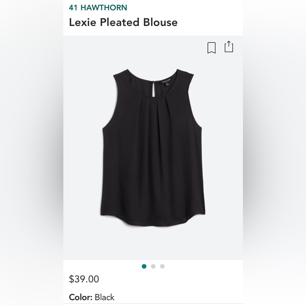 41 Hawthorne Lexie pleated black sleeveless blouse